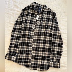 GAP Flannel Black & White Button-down, size Large Tall